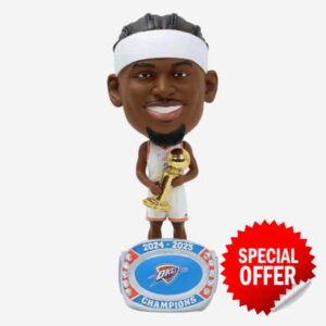 Shai Gilgeous-Alexander Oklahoma City Thunder 2025 NBA Champions 9.5 Inch Ring Base Bighead Bobblehead NBA