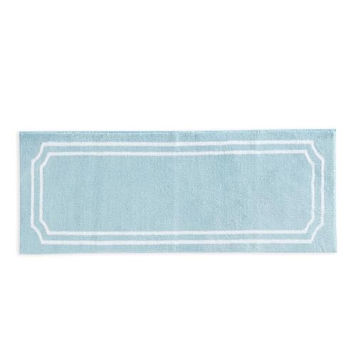 Soft Cushioned Feel Bathroom Rug with Skid-Resistant Latex Rubber Backing (Skylands Border Blue Bell/White