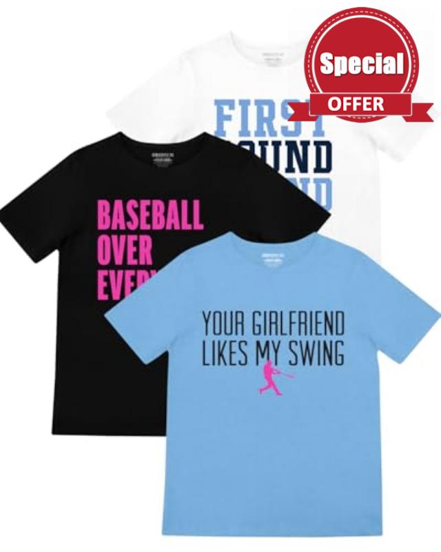 Baseball Lifestyle 101 First Round Bound Youth T-Shirt Bundle for Boys Sizes Youth S-XL
