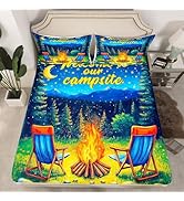 Homewish Campfire Comforter Set Twin Size,Colorful Floral Bed in a Bag 2Pcs for Kids Girls Boys T...