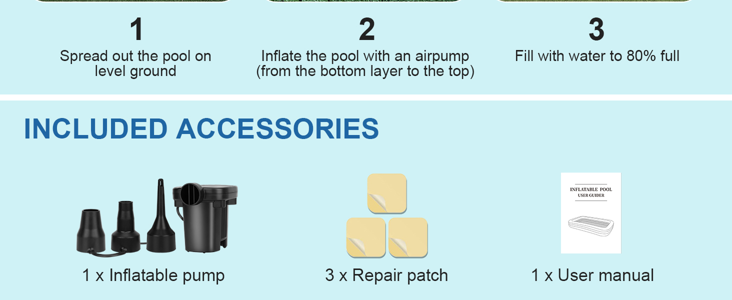 Extra Large Inflatable Swimming Pool for Adults Pools Blow-Up Pool with Pump Backyard Garden