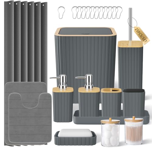 Bathroom Set with Shower Curtain and Rugs