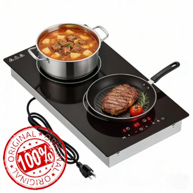 12 Inch Built-in Electric Induction Cooktop 1800W 120V Double Burner