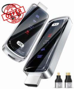 Wireless hdmi Transmitter and Receiver 328FT/100M，4K Decode Plug & Play Portable 5G+2.4G Wireless Display Adapter Extender Kit for Video and Audio to Monitor from PC/Projecto