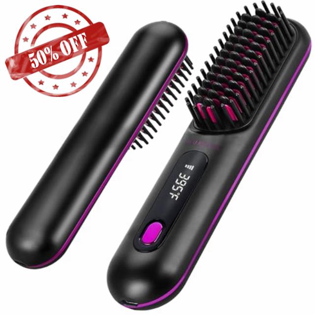 NUMOYA Go Brush Pro Portable Cordless Hair Straightener Brushs for Travel