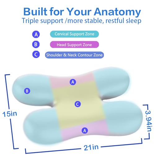 Silky Satin Anti-Aging Pillow with High Low Ergonomic Design for Back and Side Sleepers (purple-pink)