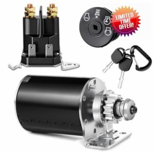 Threlaco 3 Pcs Starter Replacement Compatible with Briggs and Stratton 693552 14 Tooth Steel Gear 582042801 Starter Solenoid Lawn Mower Tractor Ignition Switch Compatible with Hus-qvarna/Ayp/Craftsma