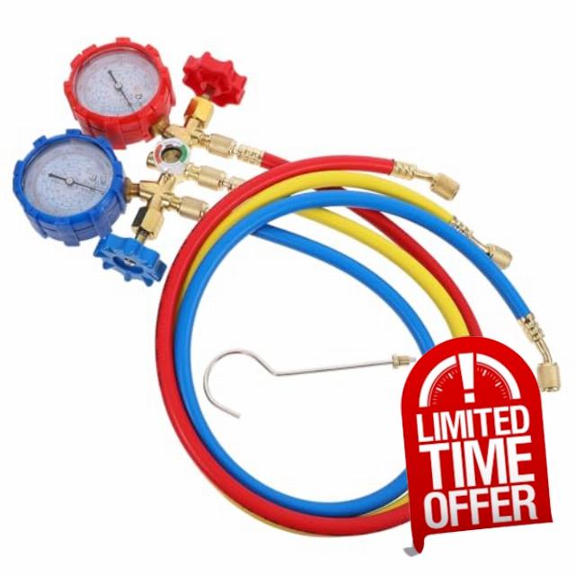 Refrigerant Charging Gauge with Fluoride Filling Hose