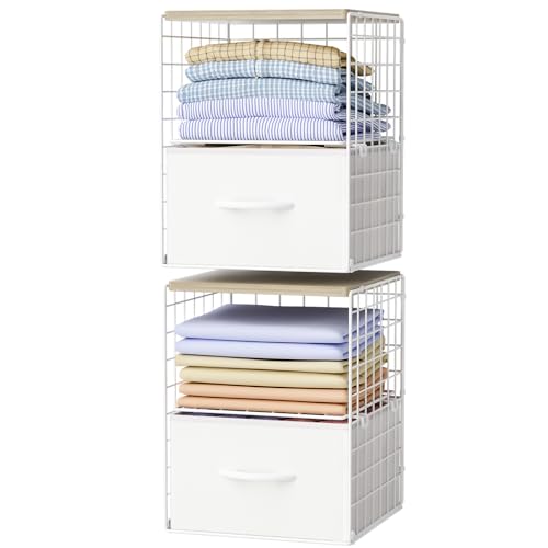 Closet Organizers and Storage Shelves with Wooden Top & Adjustable Dividers
