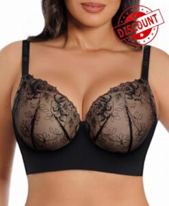 SHAPELLX Back Smoothing Full Coverage Underwire Lace Bra for Women Side Support No Side Bulge Breathable Comfort Lif