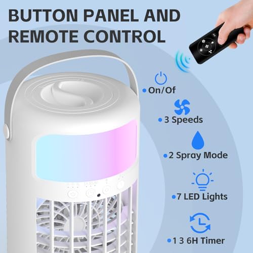 2026 Upgraded 4-IN-1 Portable Ice Fan with 3 Cooling Speeds & 1500ml Water Tank
