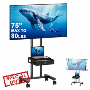 Hayexiha Rolling TV Stand with Drawer for 32-75 Inch TVs