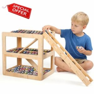 Wooden Toy Car Display Case Compatible with Hot Wheels & Matchbox