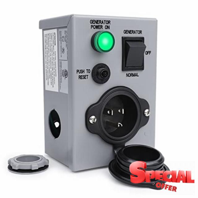 TIPHOPE 15A Manual Generator Transfer Switch with Circuit Breaker