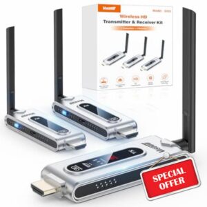 Wireless HDMI Transmitter and 2 Receivers with LCD Display
