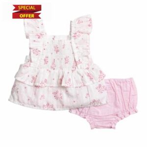 Mud Pie Baby Girl Pink Blossom Pinafore Se