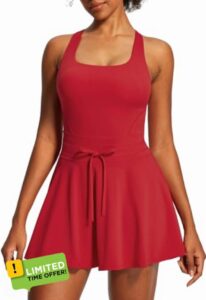 IUGA Women's Tennis Dress with Built-in Shorts and Bra Adjustable Straps Athletic Dresses for Golf Workout with Pockets