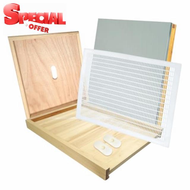 1 Set 10 Frame Langstroth Beehive Parts Kit Natural Wood for Beekeeping