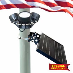Solar Flag Pole Light Solar Powered M120X for 2-3" 15-25ft Pole Light Up American Flag 5200mAh Outdoor Waterproof Auto Work Dusk to Dawn Cool White Spot Lights for Outside Garden Yard Patio