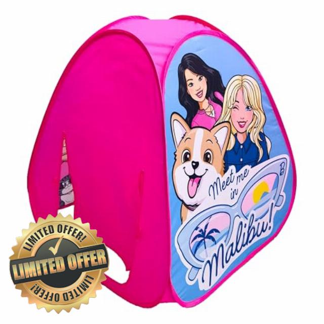 Barbie™ Malibu Pop Up Play Tent for Kids – Triangle Indoor Playhouse with Peek Through Window – Easy Setup