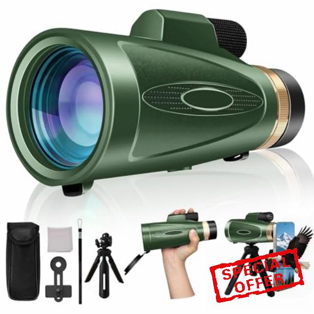 Monocular Telescope 12X60 HD High Power with Smartphone Adapter Tripod