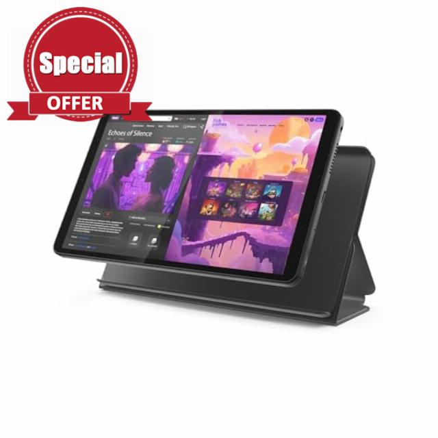 Lenovo Tab One - Lightweight Tablet - up to 12.5 Hours of YouTube Streaming - 8.7" HD Display - 4 GB Memory - 64 GB Storage - MediaTek Helio G85 - Includes Folio Case