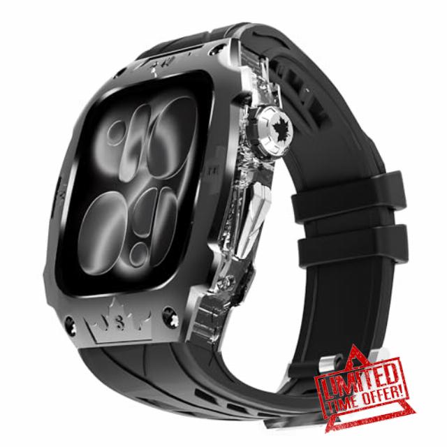 Luxury Metal Case for Apple Watch 11 10 46mm Band with Cover Heavy Duty Rugged Case Silicon Strap for men iWatch 11 10 46mm Full Protective Cove