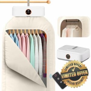 Portable Clothes Dryer Mini Dryer for Apartment RV Travel Dorm Portable Laundry Dryer Small Compact With Fast Drying Adjustable Timer Quiet Operation Remote Control-White