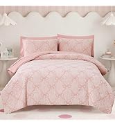 BLOOMHAVEN Twin XL Comforter Set for Girls, 5 Pieces Rose Flower Bedding Set with Pink Bow, All S...