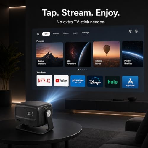 Auto Keystone Real 560 ANSI Movie Projector for Bedroom