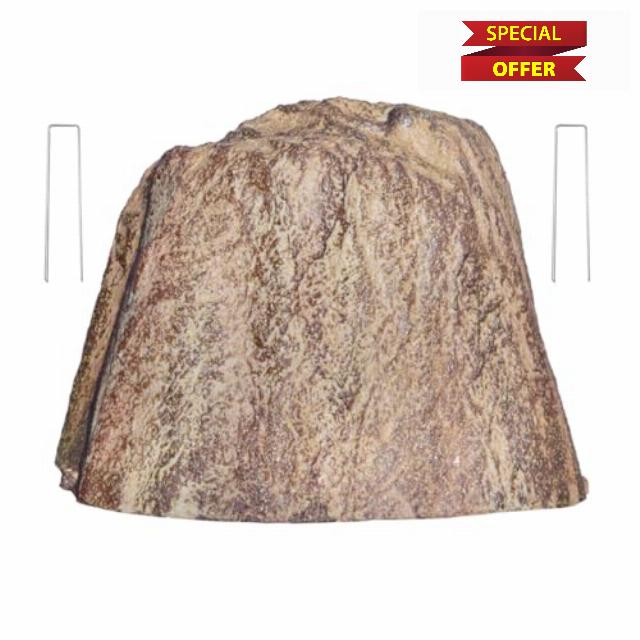 Weighted Faux Rock Cover – Imitates Natural Rock Texture – Yellow Outdoor Decorative Stone – for Concealing Unsightly Areas in Yard or as a Landscape Accent – Size 18.5 x 12.2 x 13.5 i