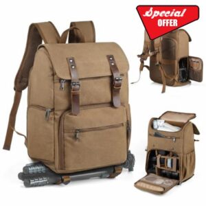SMRITI Canvas Camera Bag Backpack with Quick Access Pocket & Tripod Holder