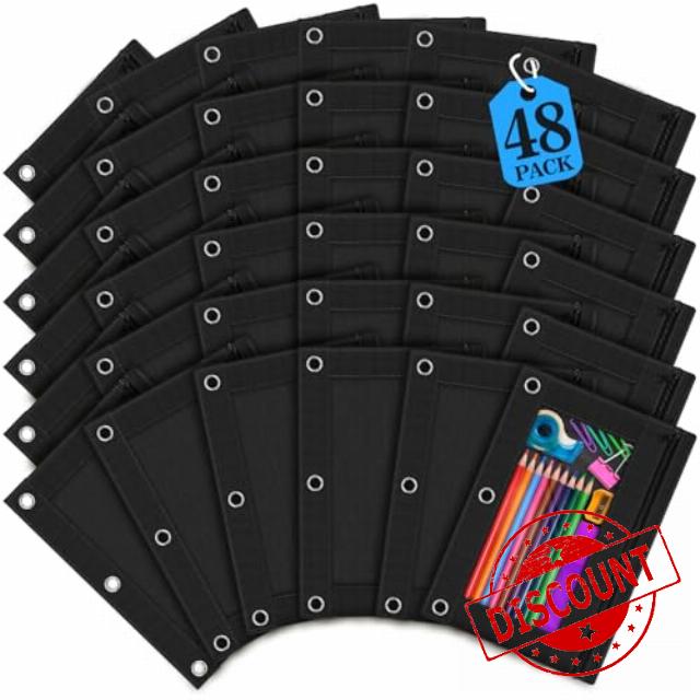 48 Pcs Pencil Pouch for 3 Ring Binder