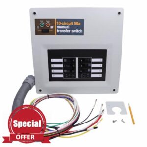 50 Amp 240V Manual Transfer Switch Kit Indoor Pre-Wired 10-Circuit Selector Compatible with Generac 9854