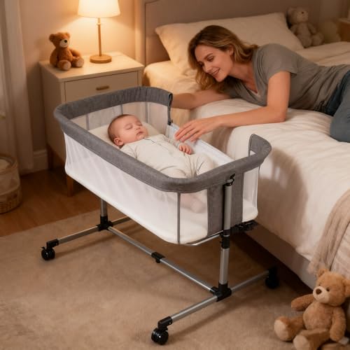 2-in-1 Bedside Bassinet with Wheels
