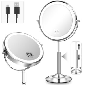 1X/30X Lighted Magnifying Mirror Height Adjustable