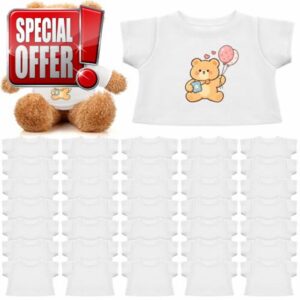 36 Pcs Stuffed Bear Tshirt Clothes Bulk Fit 14-16 in Stuffed Dolls Plush Animal Bear Shirt for DIY Crafts Sublimation Giveaways Goodie Bags Classroom Projects