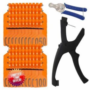 100Pcs Z Tags One-Piece Cattle Ear Tags TPU Blank Livestock Animal Identification with Professional Animal Ear tag applicator for Cattle