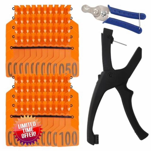 100Pcs Z Tags One-Piece Cattle Ear Tags TPU Blank Livestock Animal Identification with Professional Animal Ear tag applicator for Cattle