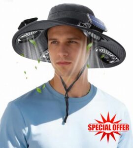 Solar Fan Hat with 4 Removable Fans