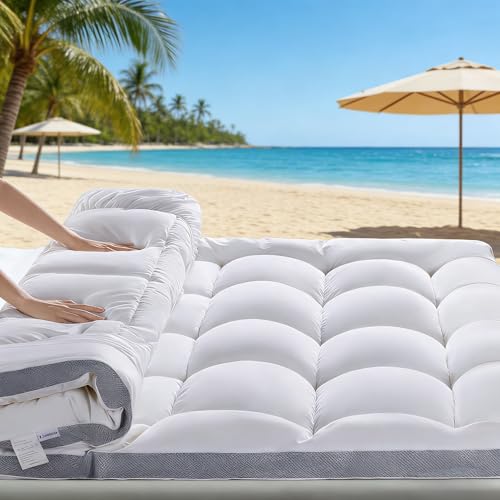 Extra Soft 1300 GSM Pillow Top Mattress Pad for Back Pain Relief (Queen