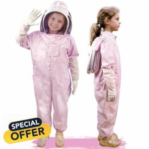 Pink Kids Bee Suit Bee Suits for Kids and Girl Full Body Kid Beekeeping Suit with Veil and Ventilated Glove Children Beekeeper Bee Costume Skin Breathable for Family