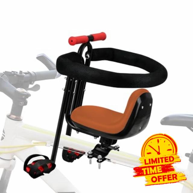 Front Mounted Child Bike Seat for Adult MTB–Interactive Toddler Bicycle Carrier with Full Guardrail
