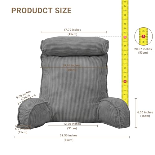 Washable Adult Bed Rest Pillow with Arms for Gaming