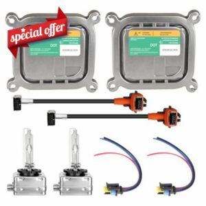 Set of 2 HID Headlight Ballast W/Igniter & D3S Bulb for Ford Mustang Edge Escape Explorer for F-150 Flex Taurus Xenon Ballast Control Module Replace 8A5Z-13C170-A DL3Z-13C170-A Bulb 7L7Z-13N021-A