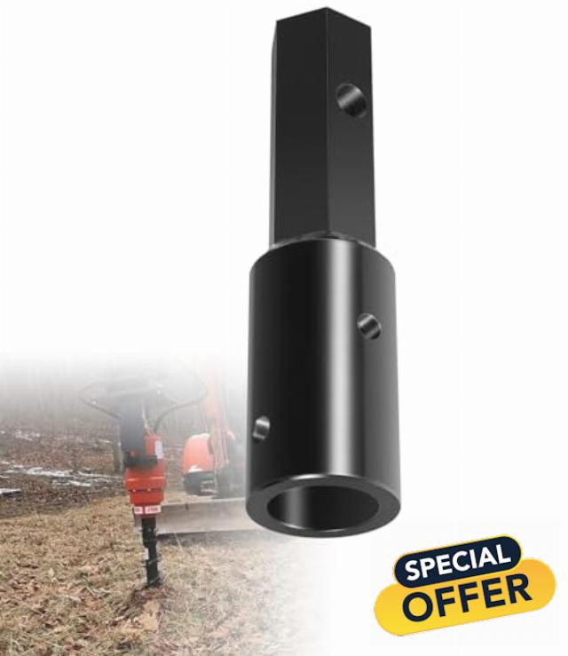 Heavy Duty Auger Adapter 2" Female Round to 2" Male Hex for Augers