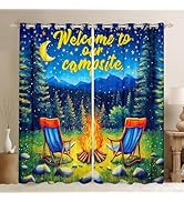 Homewish Campfire Shower Curtain Set,Colorful Floral Bathroom Curtain,Kids Girls Teens Camping Ch...