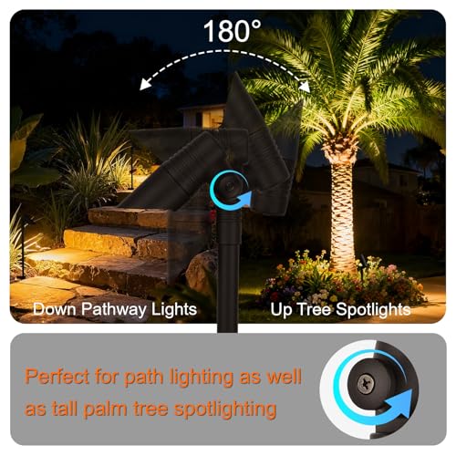 5CCT 5W 12 Volt Wired Low Voltage Bronze Landscape Small Spot Lights for Outdoor Tree Flag House Pathway Driveway
