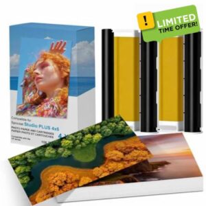 Compatible with HP Sprocket Studio Plus 4 x 6” Photo Paper and Cartridges - Compatible only with HP Sprocket Studio Plus printer(108 Sheets and 2 Cartridges)