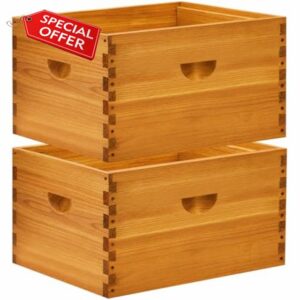 2 Pack 10-Frame Langstroth Bee Hive Deep Brood Boxes